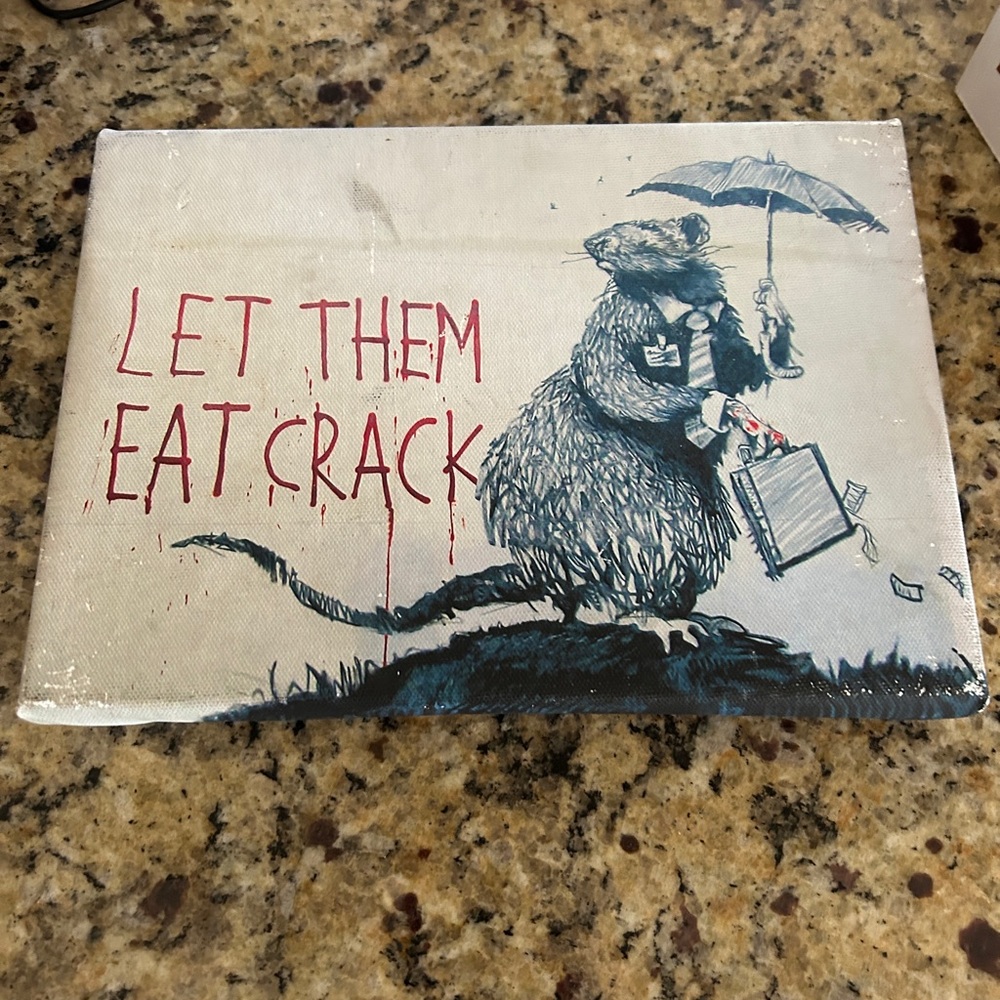 Banksy Eat Crack Quote Rat Print on Canvas